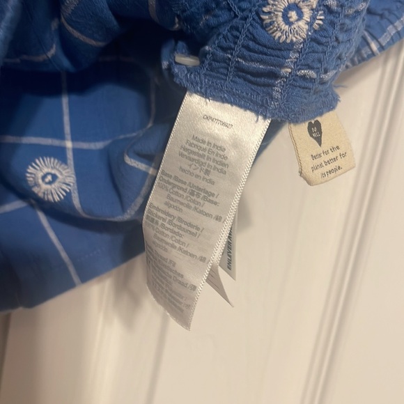 Madewell embroidered puff short sleeve crop top in windowpane size 2  NEW - Picture 8 of 9